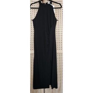 Grace Karin Womens Sheath Dress Blk Ruched Sleeveless Halter Zip Elegant Medium